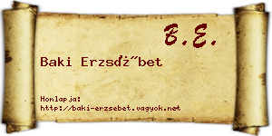 Baki Erzsébet névjegykártya